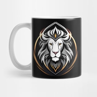 white lion face logo Mug